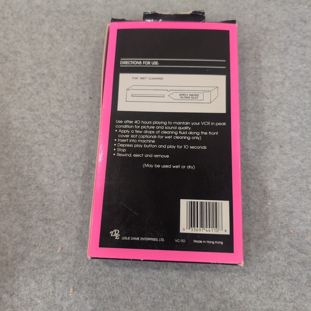 Tru Sound VHS Video Head Cleaning Cassette VC-110 VCR Maintenance Kit Pink Black - Picture 2 of 2